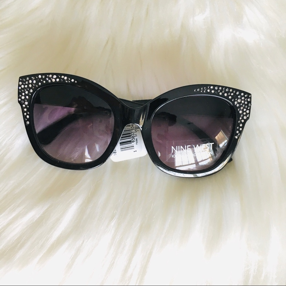 NWT Nine West Women’s Black Cateye Tinted Lens Sunglasses - Picture 3 of 9
